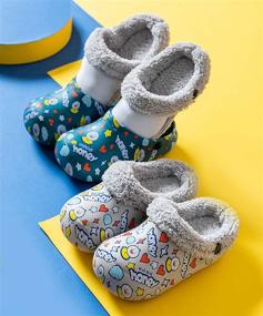 img 1 attached to 👶 SEEROL Toddlers Cute Lined Clogs: Warm Winter Slippers for Kids, Non-Slip Indoor Outdoor Garden Shoes