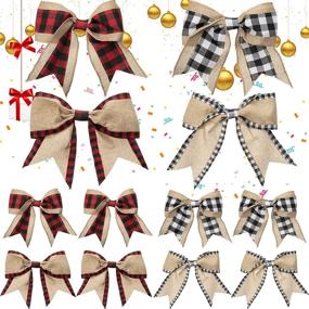 img 4 attached to 🎄 Jazz Up Your Christmas Decor with 20 Pieces of Festive Red and Black Burlap Bows – Perfect for Wreaths, Trees, and DIY Crafts!