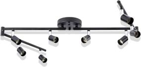 img 4 attached to 🔦 HURYYE 8-Light Track Lighting Kit, Multi-Directional Ceiling Accent Spot Lights, GU10 Socket Bulbs, Flexible and Foldable Arms, Rotatable Light Heads - Black