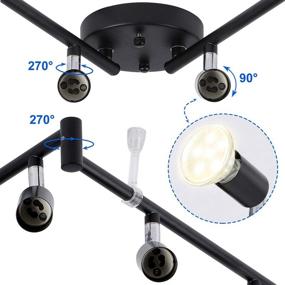 img 3 attached to 🔦 HURYYE 8-Light Track Lighting Kit, Multi-Directional Ceiling Accent Spot Lights, GU10 Socket Bulbs, Flexible and Foldable Arms, Rotatable Light Heads - Black