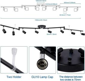 img 2 attached to 🔦 HURYYE 8-Light Track Lighting Kit, Multi-Directional Ceiling Accent Spot Lights, GU10 Socket Bulbs, Flexible and Foldable Arms, Rotatable Light Heads - Black