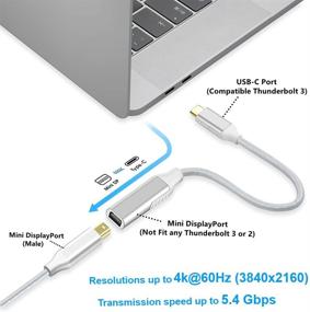 img 3 attached to USB C to Mini DisplayPort Adapter, Thunderbolt 3 Type-C to Mini Displayport Adapter 4K@60Hz & Nylon Compatible with MacBook Pro 2016-2020/Air, ChromeBook Pixel, iPad Pro 2018-2020, Galaxy S8/S9 & More