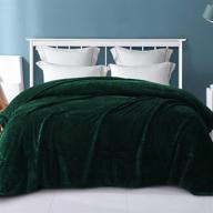 🌿 forest green queen size jacquard weave leaves pattern flannel fleece velvet plush bed blanket - soft, lightweight, warm and cozy - ideal for couch, bed, sofa (90" x 90") logo