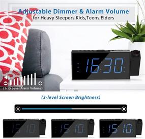 img 1 attached to Projection Digital Alarm Clock: Ceiling Wall LED Clock with USB Charger and Loud Alarm for Heavy Sleepers, Kids, and Elders, 180° Projector, Dimmer, 12/24H, Battery Backup