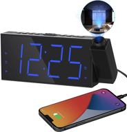projection digital alarm clock: ceiling wall led clock with usb charger and loud alarm for heavy sleepers, kids, and elders, 180° projector, dimmer, 12/24h, battery backup logo