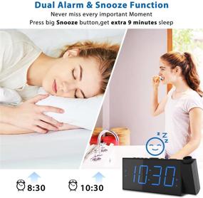img 2 attached to Projection Digital Alarm Clock: Ceiling Wall LED Clock with USB Charger and Loud Alarm for Heavy Sleepers, Kids, and Elders, 180° Projector, Dimmer, 12/24H, Battery Backup