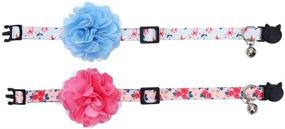 img 2 attached to 🌸 Lamphyface 2 Pack Cat Collar Floral with Bell and Removable Flower Breakaway Adjustable for Cats Kitten: Stylish and Safe Accessories for Your Feline Friends