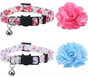 img 3 attached to 🌸 Lamphyface 2 Pack Cat Collar Floral with Bell and Removable Flower Breakaway Adjustable for Cats Kitten: Stylish and Safe Accessories for Your Feline Friends