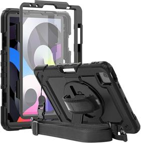 img 4 attached to Herize iPad Air 4 Case 2020: Three-Layer Drop Protection with Screen Protector, Pencil Holder, Kickstand, and Hand Strap - Compatible with iPad Air 4th Gen & iPad Pro 11 2020/2018