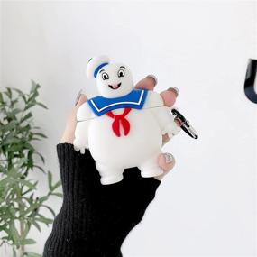 img 1 attached to 🍡 TYOROY Милый чехол для Airpod Marshmallow Man/Airpod 2, 3D чехол из анимационного PVC для детей, подростков, мальчиков и мужчин с набором брелоков - чехол для Airpod 1 и 2 (Marshmallow Man)