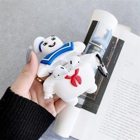 img 2 attached to 🍡 TYOROY Милый чехол для Airpod Marshmallow Man/Airpod 2, 3D чехол из анимационного PVC для детей, подростков, мальчиков и мужчин с набором брелоков - чехол для Airpod 1 и 2 (Marshmallow Man)