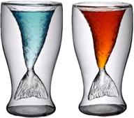 🧜 set of 2 mermaid shot glasses, 3.4oz mermaid cups for women, funny mermaid wine glasses for beer whiskey cocktail, double wall mermaid tail cups for girls or men, perfect christmas gift (mermaid) logo