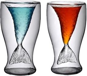 img 4 attached to 🧜 Set of 2 Mermaid Shot Glasses, 3.4oz Mermaid Cups for Women, Funny Mermaid Wine Glasses for Beer Whiskey Cocktail, Double Wall Mermaid Tail Cups for Girls or Men, Perfect Christmas Gift (Mermaid)