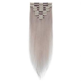 img 4 attached to 💇 Серые натуральные волосы длиной 18 дюймов с клипсами - Тонкие 70 гр., 8 штук с 18 клипсами, волосные дополнения для женщин