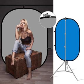 img 2 attached to 📸 Selens 3x5ft Blue Grey Photography Backdrop: 2-in-1 Collapsible Background Panel with Clip and Carry Bag for Photo Studio Props & YouTube Videos