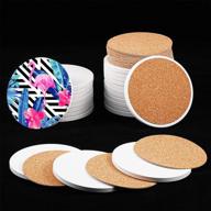 🎨 ceramic craft coasters: 4 inch round unglazed tiles with cork backing pads - ideal for ink/acrylic pouring, diy projects, mosaics, painting, decoupage (48 pieces) logo