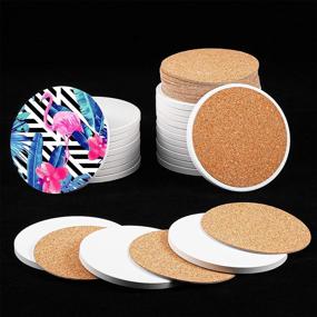 img 4 attached to 🎨 Ceramic Craft Coasters: 4 Inch Round Unglazed Tiles with Cork Backing Pads - Ideal for Ink/Acrylic Pouring, DIY Projects, Mosaics, Painting, Decoupage (48 Pieces)