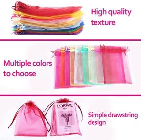 img 2 attached to 🎁 100 Pcs Mixed Color Organza Bags 5×7 inches – Mesh Drawstring Jewelry Bags, Small Favor Pouches for Gift with Drawstring, Ideal for Christmas, Candy, Wedding, Birthday Party