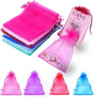 🎁 100 pcs mixed color organza bags 5×7 inches – mesh drawstring jewelry bags, small favor pouches for gift with drawstring, ideal for christmas, candy, wedding, birthday party logo