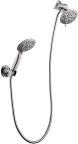 img 4 attached to 🚿 Enhance Your Shower Experience with Bright Showers Shower Head Combo - 5 Spray Settings, Wall Suction Bracket, 3-Way Diverter Mount, and 5ft. Stainless Steel Hose in Brushed Nickel Finish