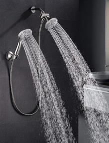 img 1 attached to 🚿 Enhance Your Shower Experience with Bright Showers Shower Head Combo - 5 Spray Settings, Wall Suction Bracket, 3-Way Diverter Mount, and 5ft. Stainless Steel Hose in Brushed Nickel Finish