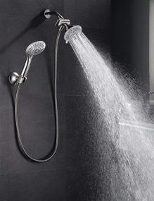 img 2 attached to 🚿 Enhance Your Shower Experience with Bright Showers Shower Head Combo - 5 Spray Settings, Wall Suction Bracket, 3-Way Diverter Mount, and 5ft. Stainless Steel Hose in Brushed Nickel Finish