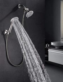 img 3 attached to 🚿 Enhance Your Shower Experience with Bright Showers Shower Head Combo - 5 Spray Settings, Wall Suction Bracket, 3-Way Diverter Mount, and 5ft. Stainless Steel Hose in Brushed Nickel Finish