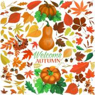 🍁 autumn delight: 400 pieces fall leaves window clings stickers - thanksgiving pumpkin, turkey, straw hat, maple leaves, and acorns window stickers for vibrant autumn party decorations - 3 sheets (style set 1) logo