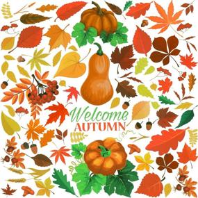 img 4 attached to 🍁 Autumn Delight: 400 Pieces Fall Leaves Window Clings Stickers - Thanksgiving Pumpkin, Turkey, Straw Hat, Maple Leaves, and Acorns Window Stickers for Vibrant Autumn Party Decorations - 3 Sheets (Style Set 1)