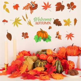 img 1 attached to 🍁 Autumn Delight: 400 Pieces Fall Leaves Window Clings Stickers - Thanksgiving Pumpkin, Turkey, Straw Hat, Maple Leaves, and Acorns Window Stickers for Vibrant Autumn Party Decorations - 3 Sheets (Style Set 1)