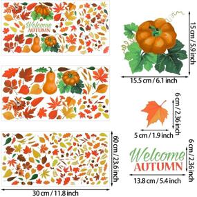 img 3 attached to 🍁 Autumn Delight: 400 Pieces Fall Leaves Window Clings Stickers - Thanksgiving Pumpkin, Turkey, Straw Hat, Maple Leaves, and Acorns Window Stickers for Vibrant Autumn Party Decorations - 3 Sheets (Style Set 1)
