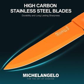 img 3 attached to 🌈 MICHELANGELO 10-Piece Kitchen Knife Set - High Carbon Stainless Steel Rainbow Knives with Colorful Sheath Covers