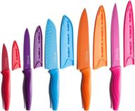 🌈 michelangelo 10-piece kitchen knife set - high carbon stainless steel rainbow knives with colorful sheath covers logo