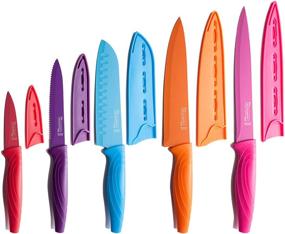 img 4 attached to 🌈 MICHELANGELO 10-Piece Kitchen Knife Set - High Carbon Stainless Steel Rainbow Knives with Colorful Sheath Covers