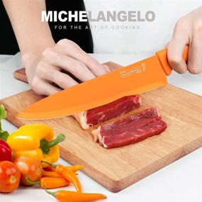 img 1 attached to 🌈 MICHELANGELO 10-Piece Kitchen Knife Set - High Carbon Stainless Steel Rainbow Knives with Colorful Sheath Covers