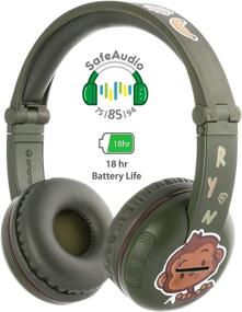 img 3 attached to 🎧 BuddyPhones Play - Wireless Bluetooth Kids Headphones, 18-Hour Battery Life, Volume-Limiting, 4 Volume Settings, Anti-allergic Earpads, BuddyCable, Green