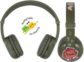 img 2 attached to 🎧 BuddyPhones Play - Wireless Bluetooth Kids Headphones, 18-Hour Battery Life, Volume-Limiting, 4 Volume Settings, Anti-allergic Earpads, BuddyCable, Green