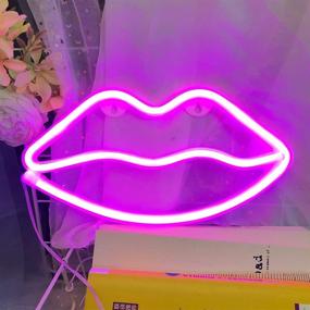 img 1 attached to Lips Neon Sign- Neon Lights For Bedroom Neon Signs For Wall Decor USB Or Battery Neon Sign Light Up Signs For Bar Christmas Party Baby Kids Girls Room