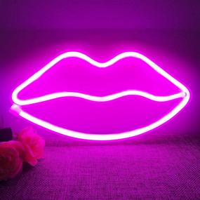 img 4 attached to Lips Neon Sign- Neon Lights For Bedroom Neon Signs For Wall Decor USB Or Battery Neon Sign Light Up Signs For Bar Christmas Party Baby Kids Girls Room