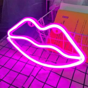 img 3 attached to Lips Neon Sign- Neon Lights For Bedroom Neon Signs For Wall Decor USB Or Battery Neon Sign Light Up Signs For Bar Christmas Party Baby Kids Girls Room