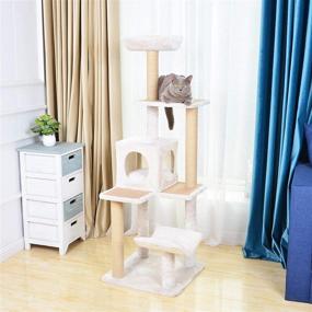 img 1 attached to Catry Complex Cat Tree: A Luxurious All-in-One Cat Furniture with Cat Hammock, Scratching Post, and Cat House - Keeps Your Kitten Entertained and Engaged!