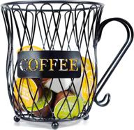 ☕ homentum coffee pod holder basket: stylish metal k cup holder for countertop - perfect mug storage solution - ideal father's day gift - convenient espresso pod holder for table bar (black) логотип