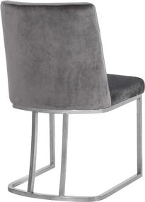 img 3 attached to 🪑 Modern Dining Chair Set of 2 - Meridian Furniture Heidi Collection, Contemporary Velvet Upholstered Chair with Polished Chrome Metal Frame, Dimensions: 19"W x 23"D x 32"H, Color: Grey