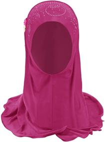 img 2 attached to Ледяной шелк мусульманское Химар хиджаб платок для девочек - цветочный арабский шарф шали обертывания на шею исламская головная повязка для детей от 2 до 7 лет