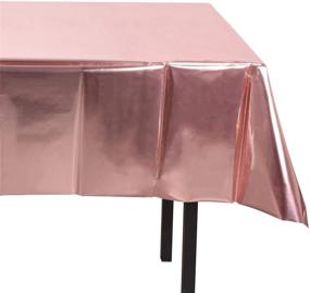 img 4 attached to 🌹 Rose Gold Tinsel Foil Party Table Cloth - 2 Pack Rectangular Table Cover for Wedding, Birthday, Bachelorette, Baby Shower, Valentine's Day - Party Supplies