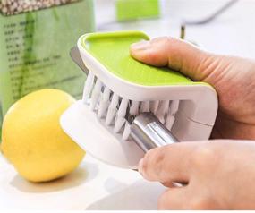 img 3 attached to 🔪 Doxishruky Non-Slip Blade Brush: Green ABS Cutlery Cleaner for Kitchen Knives - Effective Double Sided Bristle Scrubber