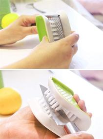 img 1 attached to 🔪 Doxishruky Non-Slip Blade Brush: Green ABS Cutlery Cleaner for Kitchen Knives - Effective Double Sided Bristle Scrubber