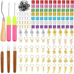 img 4 attached to 🧶 Dreadlocks Crochet Hook Set: 156-Piece Kit with Latch Hook, Beads, Rings, and Braiding Tool by PP OPOUNT