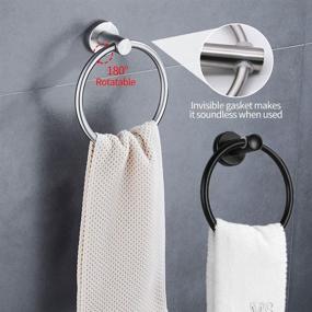 img 3 attached to 🛀 Stylish 2 Pack Matte Black Bathroom Hardware Set - Durable Stainless Steel Toilet Paper Holder and Towel Ring Set with Hardware Pack for Bathroom/Kitchen