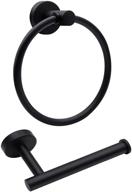 🛀 stylish 2 pack matte black bathroom hardware set - durable stainless steel toilet paper holder and towel ring set with hardware pack for bathroom/kitchen logo